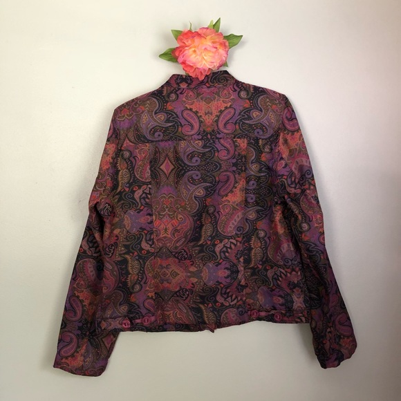 Christopher & Banks Jacket  Purple Paisley Size M - Picture 2 of 8